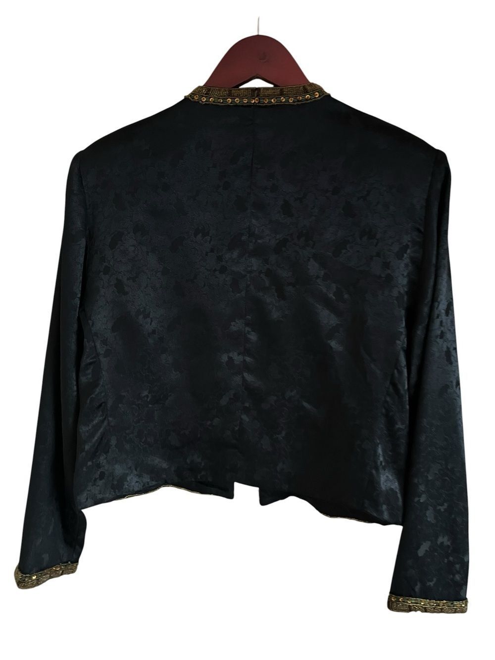 Vintage Victoria's Secret Black Satin Jacket with Multicolor Floral Beading - Picture 3 of 6